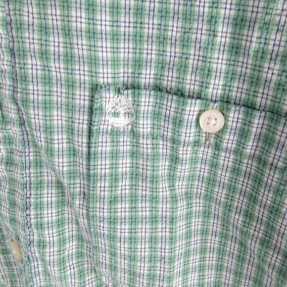 Timberland Short Sleeve Button Up Shirt Green Check Pattern Size L - Picture 5 of 7